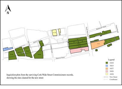 Diagram with analysis of historic street development,<br>Washington Street, Cork - Louise M Harrington